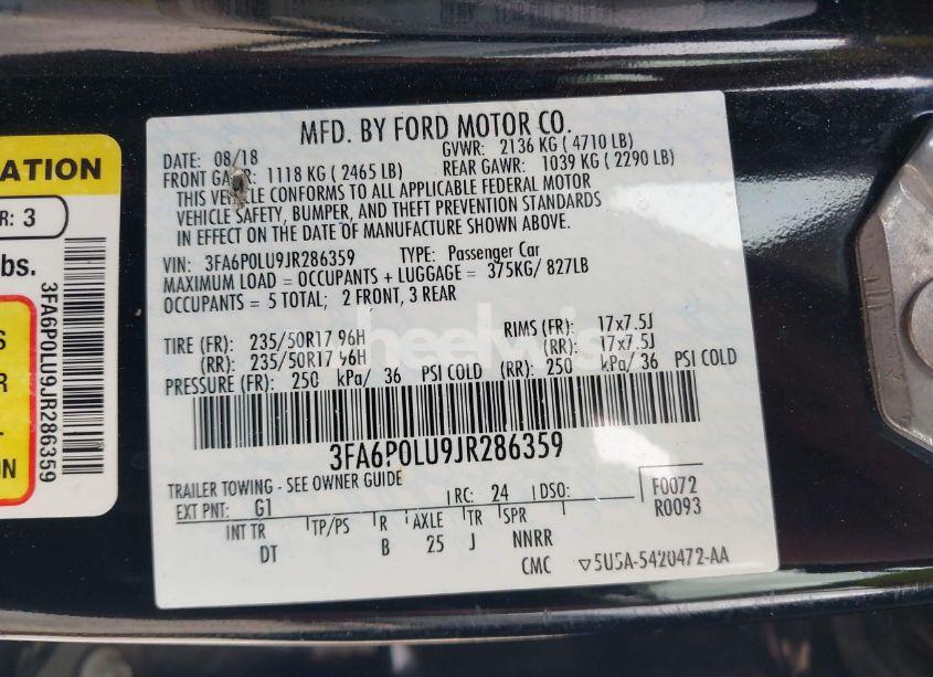 Photo 9 of 2018 Ford Fusion HYBRID SE (VIN 3FA6P0LU9JR286359)