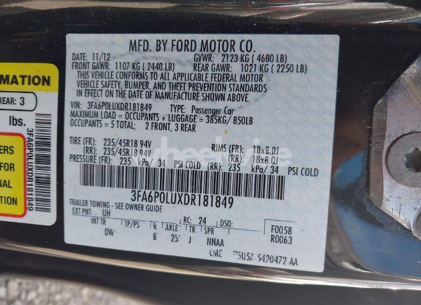 Photo 9 of 2013 Ford Fusion SE HYBRID (VIN 3FA6P0LUXDR181849)