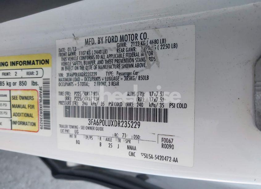 Photo 9 of 2013 Ford Fusion HYBRID SE (VIN 3FA6P0LUXDR235229)