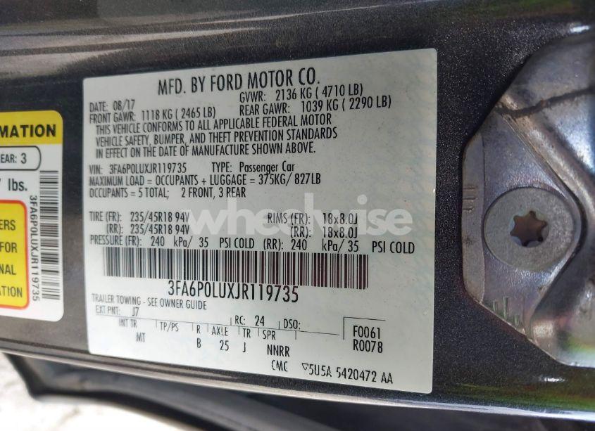 Photo 9 of 2018 Ford Fusion HYBRID SE (VIN 3FA6P0LUXJR119735)