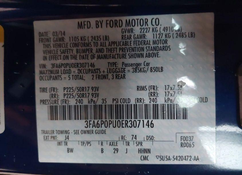 Photo 9 of 2014 Ford Fusion ENERGI SE LUXURY (VIN 3FA6P0PU0ER307146)