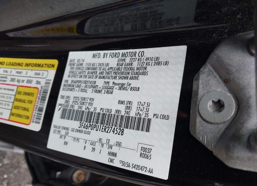 Photo 9 of 2014 Ford Fusion ENERGI SE LUXURY (VIN 3FA6P0PU1ER274528)