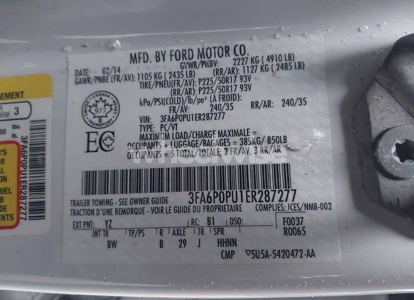 Photo 9 of 2014 Ford Fusion ENERGI SE LUXURY (VIN 3FA6P0PU1ER287277)