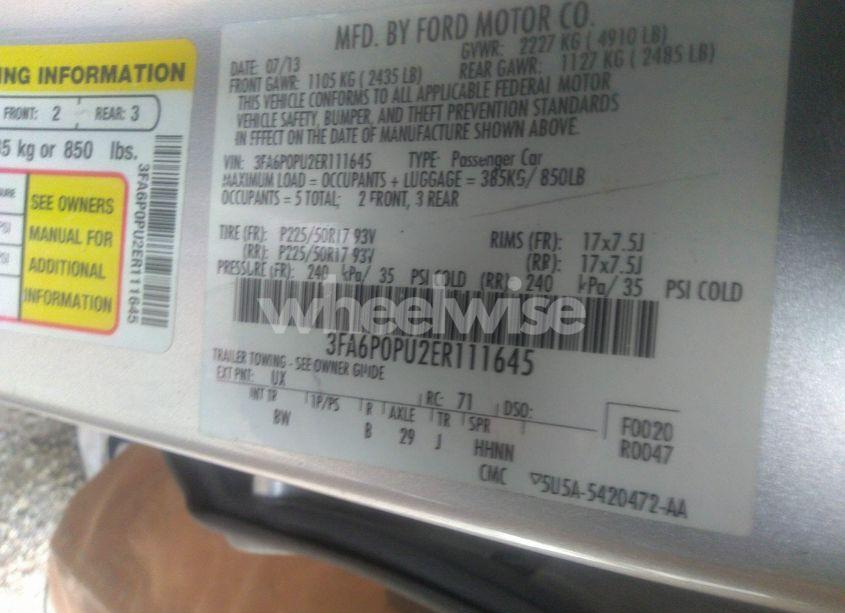 Photo 9 of 2014 Ford Fusion ENERGI SE LUXURY (VIN 3FA6P0PU2ER111645)