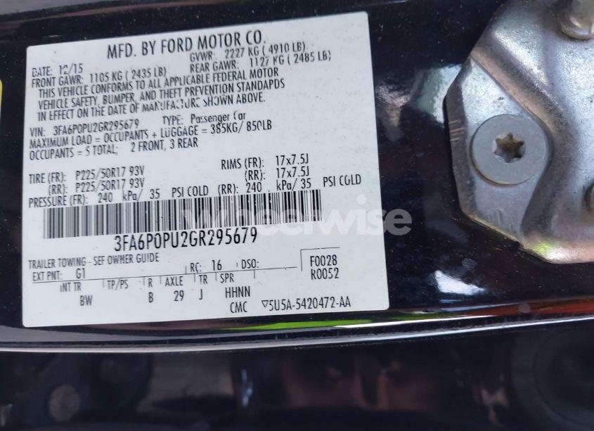 Photo 9 of 2016 Ford Fusion ENERGI SE LUXURY (VIN 3FA6P0PU2GR295679)