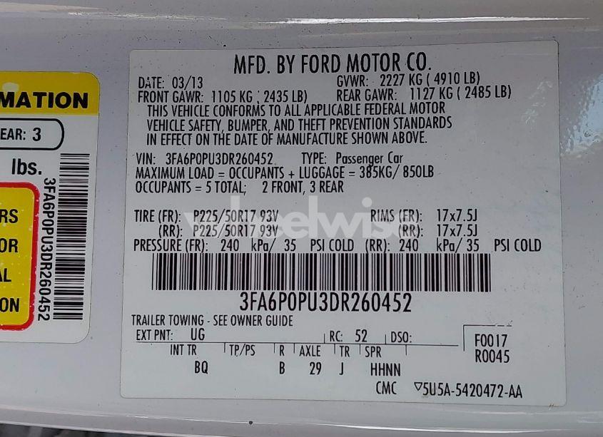 Photo 9 of 2013 Ford Fusion ENERGI SE LUXURY (VIN 3FA6P0PU3DR260452)