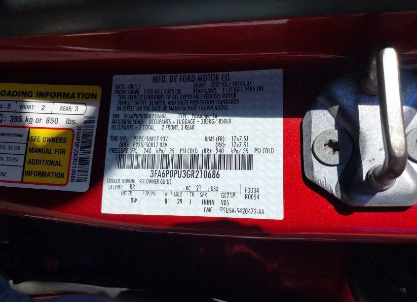 Photo 9 of 2016 Ford Fusion ENERGI SE LUXURY (VIN 3FA6P0PU3GR210686)