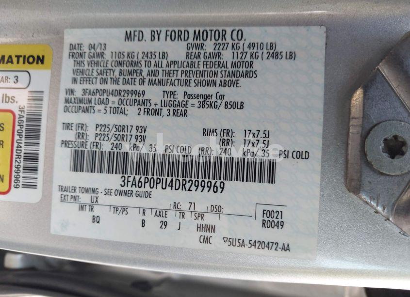 Photo 9 of 2013 Ford Fusion ENERGI SE LUXURY (VIN 3FA6P0PU4DR299969)