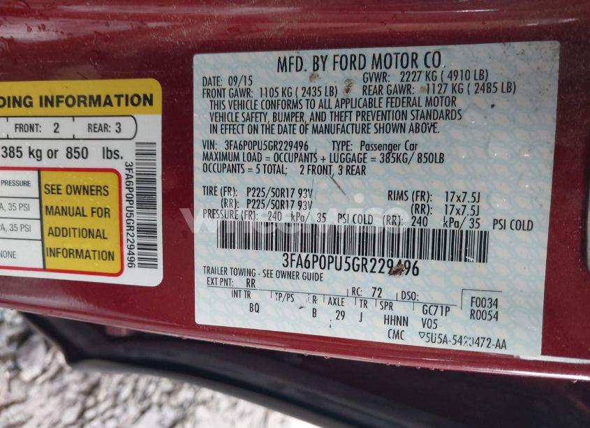 Photo 9 of 2016 Ford Fusion ENERGI SE LUXURY (VIN 3FA6P0PU5GR229496)