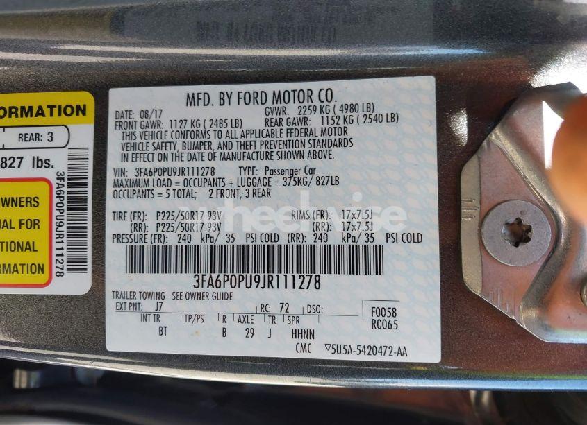 Photo 9 of 2018 Ford Fusion ENERGI SE LUXURY (VIN 3FA6P0PU9JR111278)