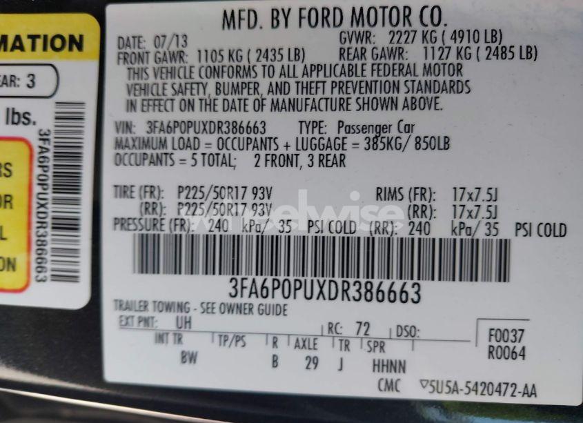 Photo 9 of 2013 Ford Fusion ENERGI SE LUXURY (VIN 3FA6P0PUXDR386663)