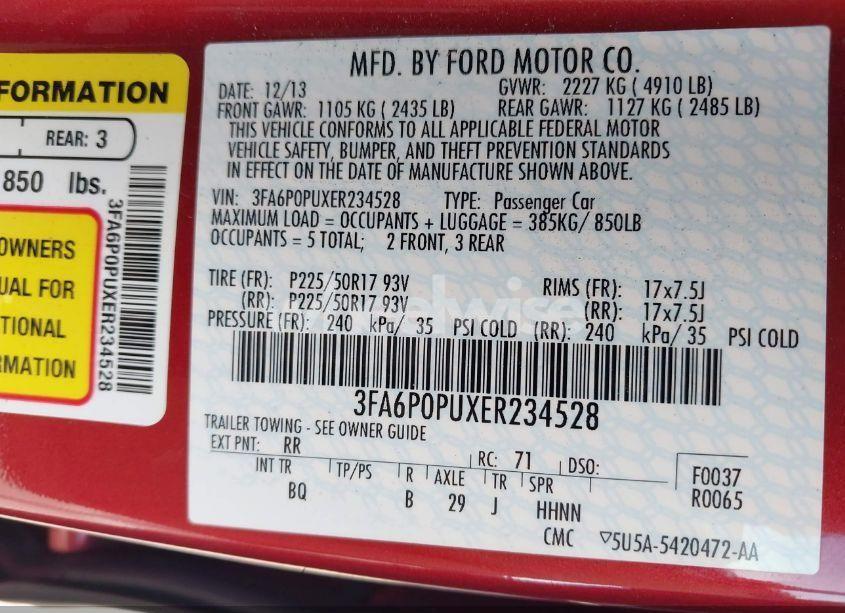 Photo 9 of 2014 Ford Fusion ENERGI SE LUXURY (VIN 3FA6P0PUXER234528)