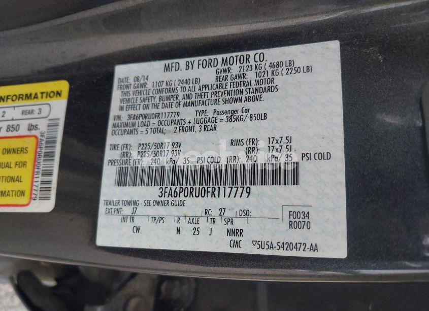Photo 9 of 2015 Ford Fusion HYBRID TITANIUM (VIN 3FA6P0RU0FR117779)