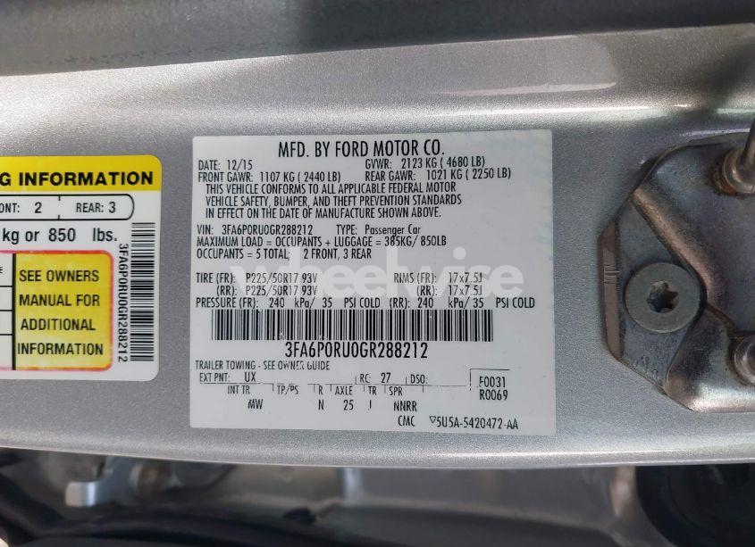 Photo 9 of 2016 Ford Fusion HYBRID TITANIUM (VIN 3FA6P0RU0GR288212)