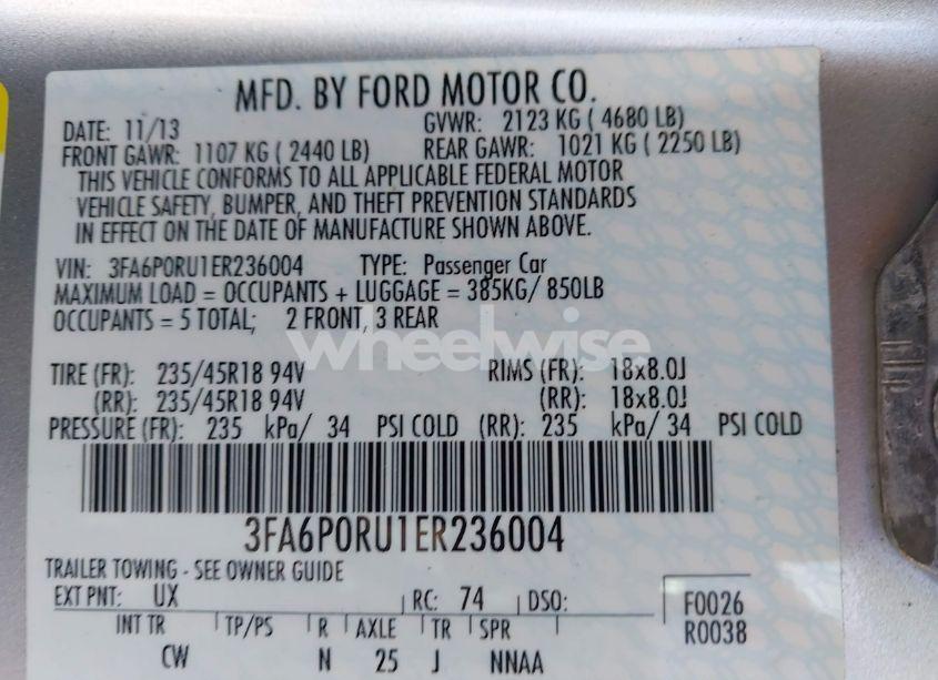 Photo 9 of 2014 Ford Fusion HYBRID TITANIUM (VIN 3FA6P0RU1ER236004)
