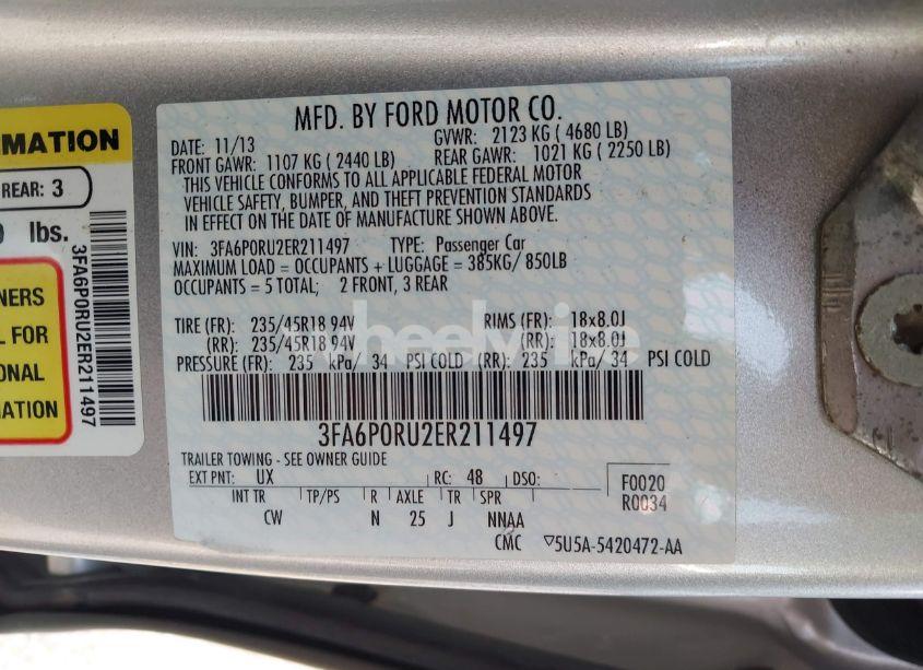 Photo 9 of 2014 Ford Fusion HYBRID TITANIUM (VIN 3FA6P0RU2ER211497)