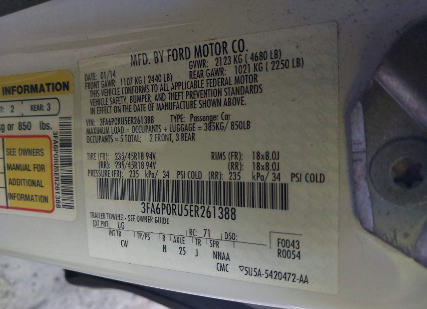 Photo 9 of 2014 Ford Fusion HYBRID TITANIUM (VIN 3FA6P0RU5ER261388)