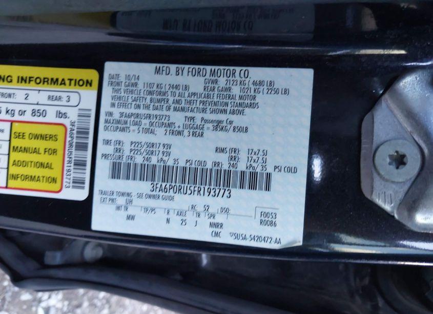 Photo 9 of 2015 Ford Fusion HYBRID TITANIUM (VIN 3FA6P0RU5FR193773)