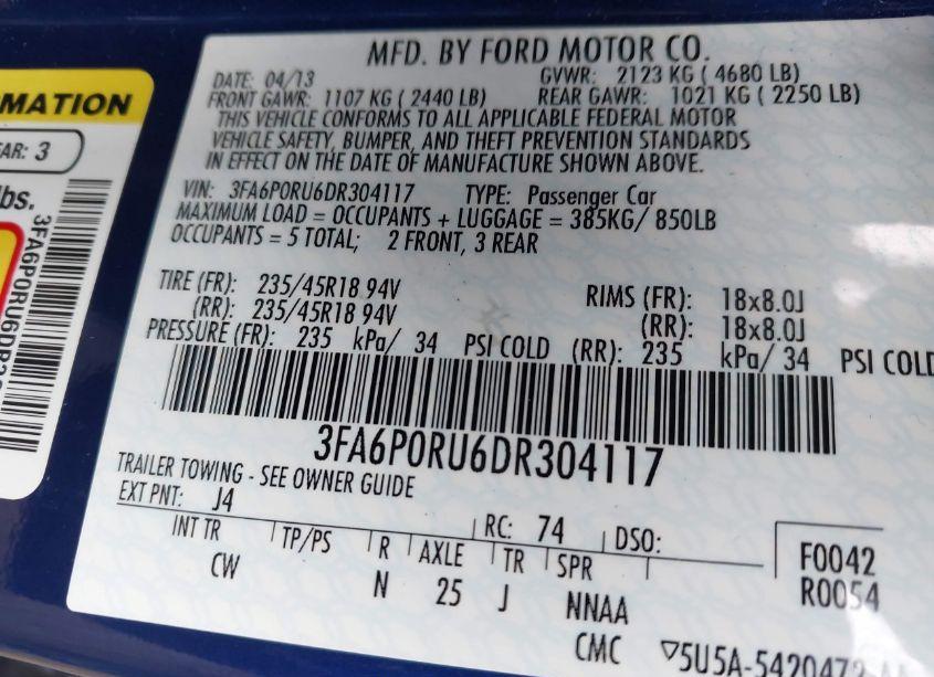 Photo 9 of 2013 Ford Fusion HYBRID TITANIUM (VIN 3FA6P0RU6DR304117)