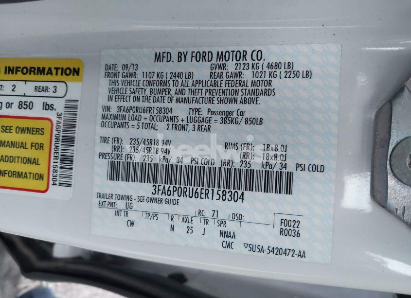 Photo 9 of 2014 Ford Fusion HYBRID TITANIUM (VIN 3FA6P0RU6ER158304)