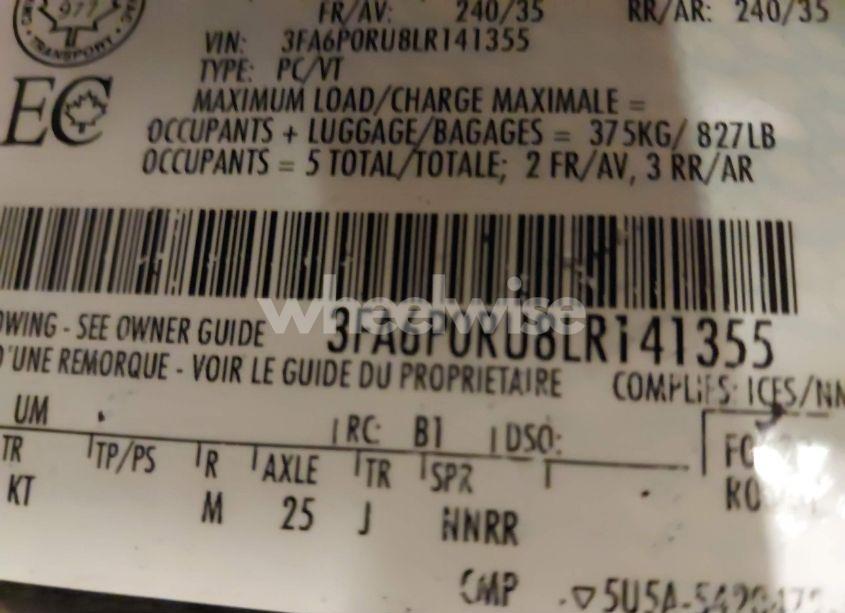 Photo 9 of 2020 Ford Fusion HYBRID TITANIUM (VIN 3FA6P0RU8LR141355)