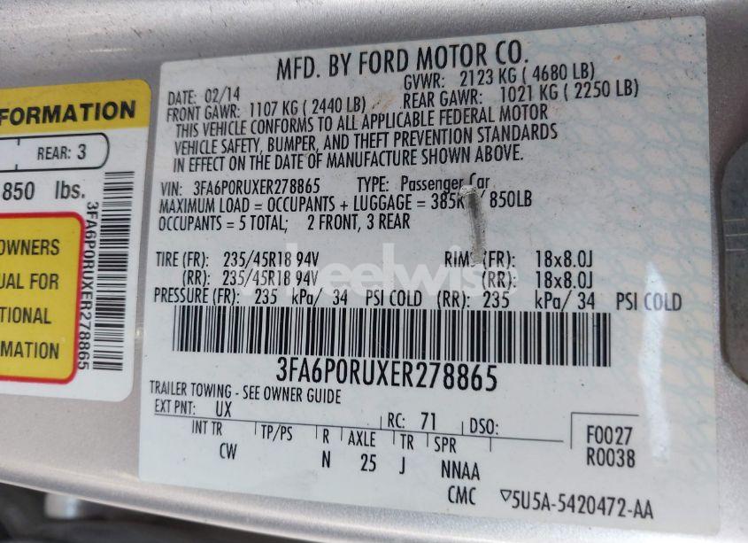 Photo 9 of 2014 Ford Fusion HYBRID TITANIUM (VIN 3FA6P0RUXER278865)
