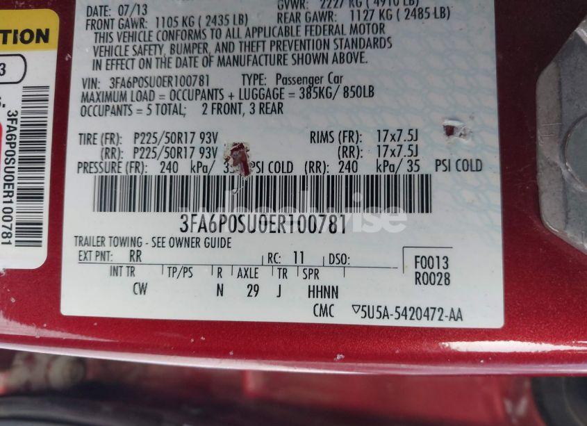 Photo 9 of 2014 Ford Fusion ENERGI TITANIUM (VIN 3FA6P0SU0ER100781)