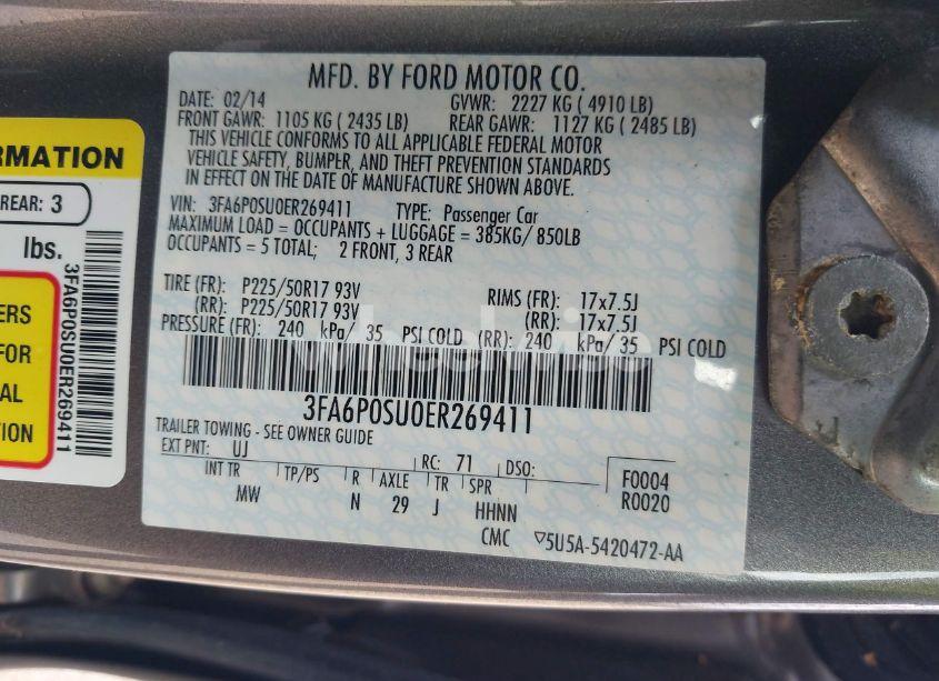 Photo 9 of 2014 Ford Fusion TITANIUM PHEV (VIN 3FA6P0SU0ER269411)