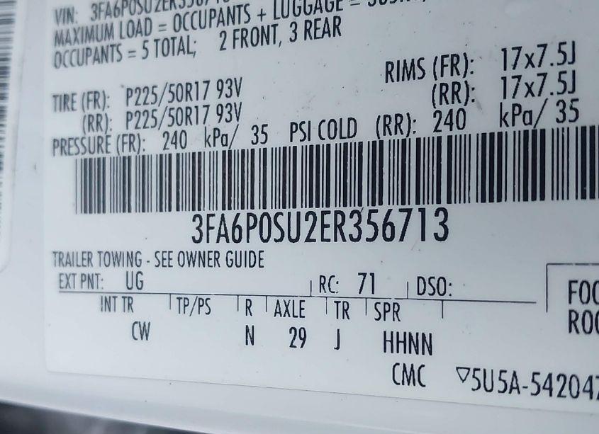 Photo 9 of 2014 Ford Fusion ENERGI TITANIUM (VIN 3FA6P0SU2ER356713)