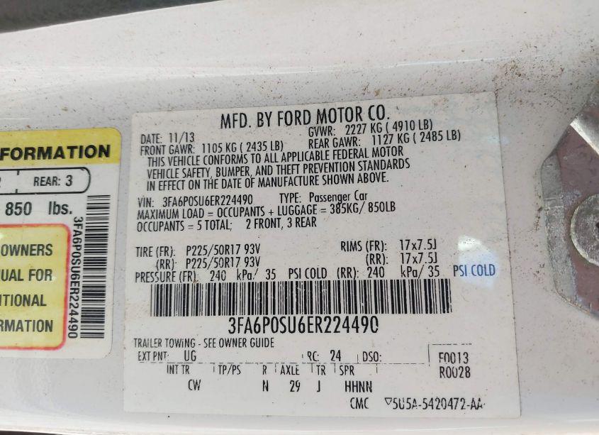 Photo 9 of 2014 Ford Fusion ENERGI TITANIUM (VIN 3FA6P0SU6ER224490)