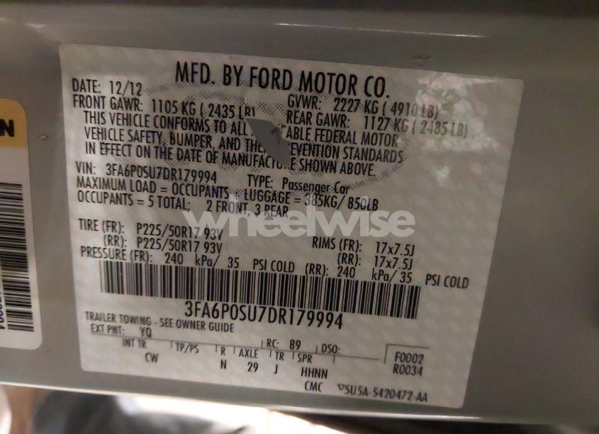 Photo 9 of 2013 Ford Fusion ENERGI TITANIUM (VIN 3FA6P0SU7DR179994)