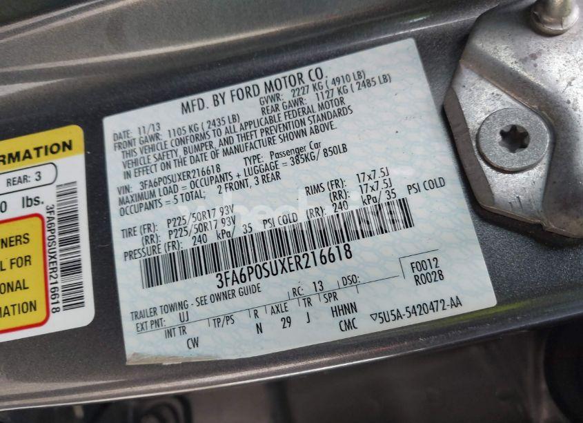 Photo 9 of 2014 Ford Fusion ENERGI TITANIUM (VIN 3FA6P0SUXER216618)