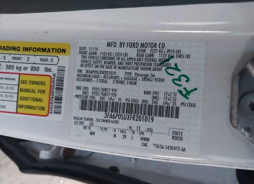 Photo 9 of 2015 Ford Fusion ENERGI TITANIUM (VIN 3FA6P0SUXFR201019)