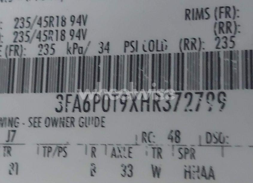 Photo 9 of 2017 Ford Fusion SE (VIN 3FA6P0T9XHR372799)