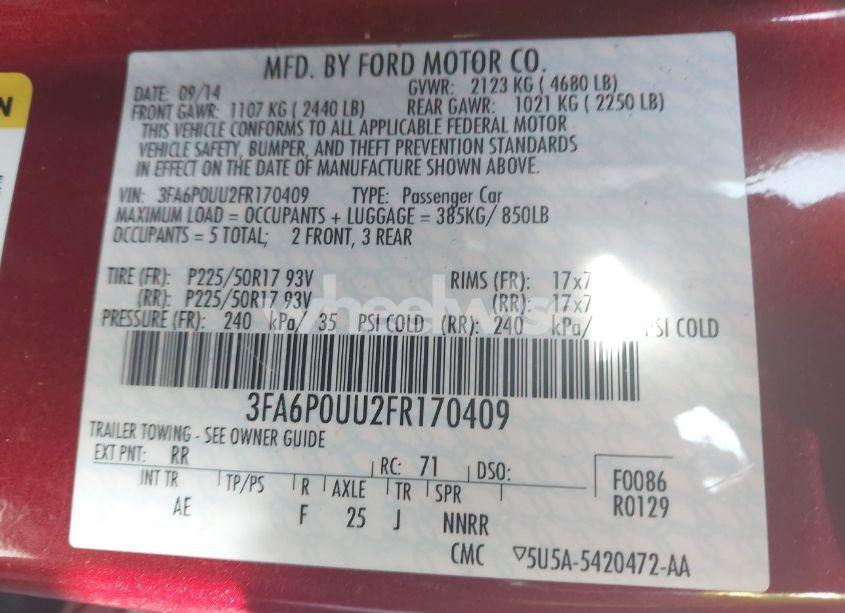 Photo 9 of 2015 Ford Fusion HYBRID S (VIN 3FA6P0UU2FR170409)