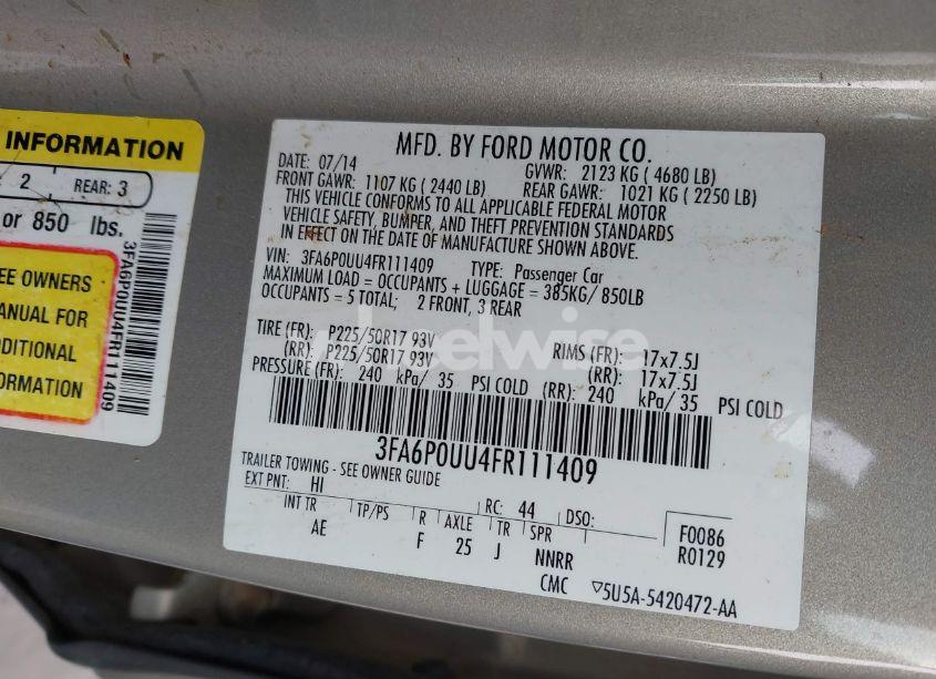 Photo 9 of 2015 Ford Fusion HYBRID S (VIN 3FA6P0UU4FR111409)