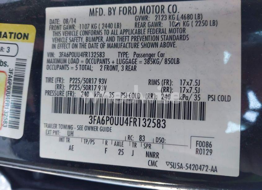 Photo 9 of 2015 Ford Fusion HYBRID S (VIN 3FA6P0UU4FR132583)