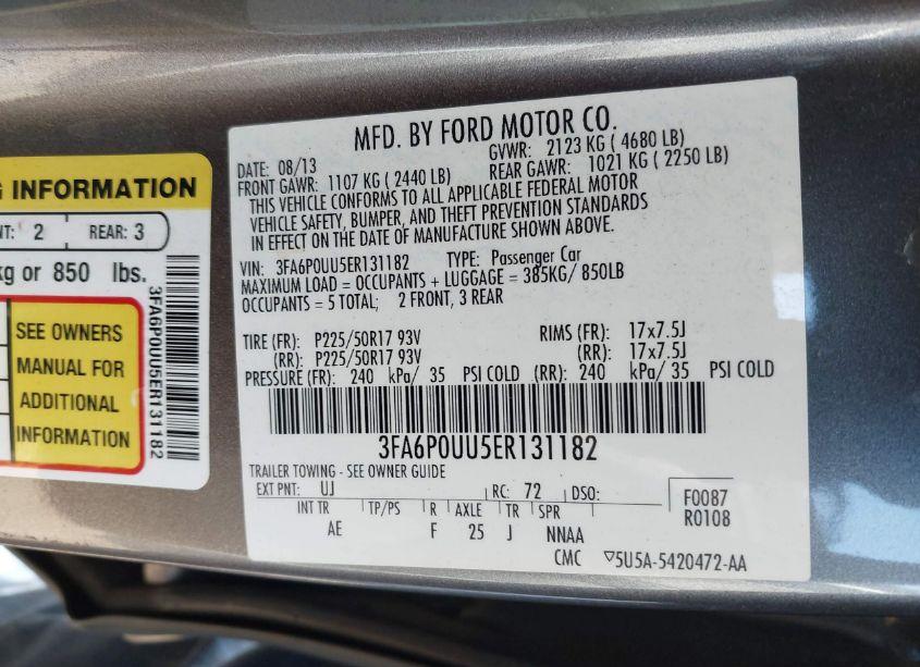 Photo 9 of 2014 Ford Fusion HYBRID S (VIN 3FA6P0UU5ER131182)