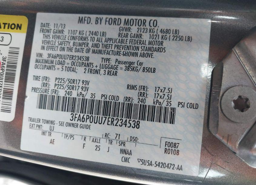 Photo 9 of 2014 Ford Fusion HYBRID S (VIN 3FA6P0UU7ER234538)