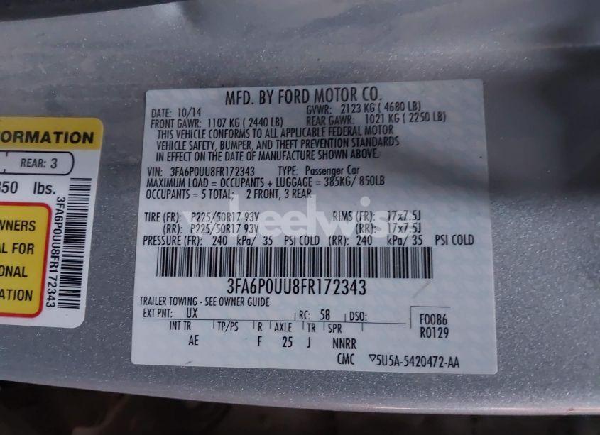 Photo 9 of 2015 Ford Fusion HYBRID S (VIN 3FA6P0UU8FR172343)