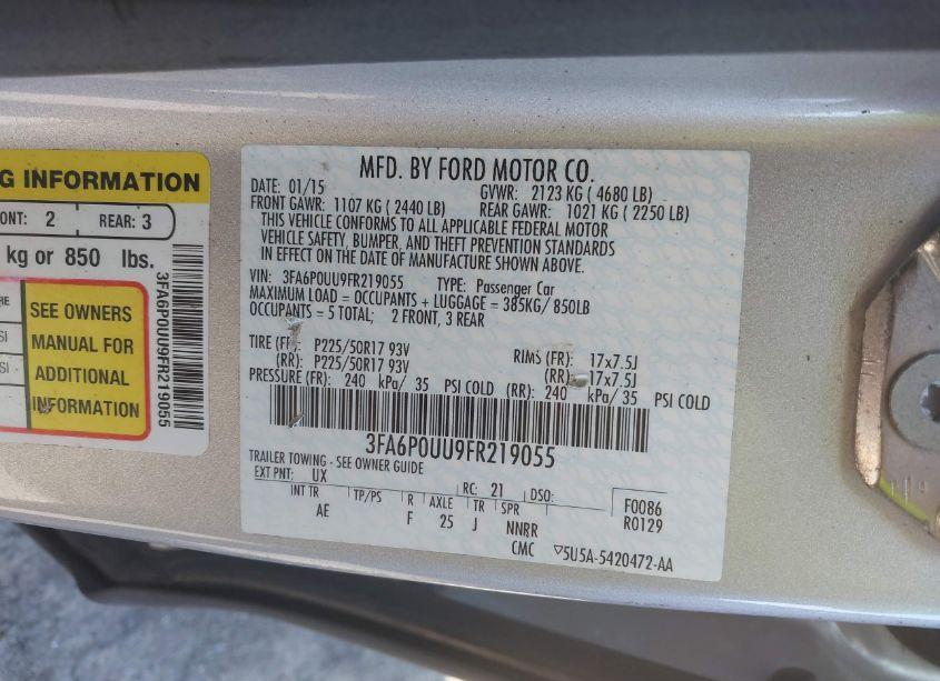 Photo 9 of 2015 Ford Fusion HYBRID S (VIN 3FA6P0UU9FR219055)