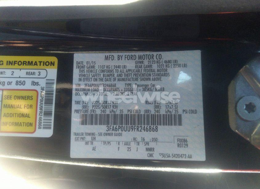 Photo 9 of 2015 Ford Fusion HYBRID S (VIN 3FA6P0UU9FR246868)