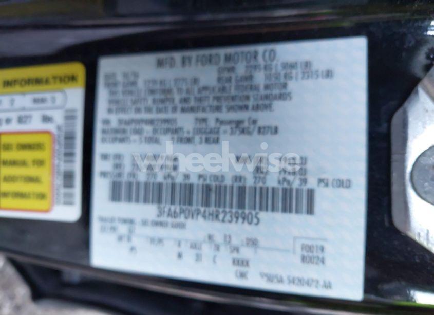 Photo 9 of 2017 Ford Fusion SPORT (VIN 3FA6P0VP4HR239905)