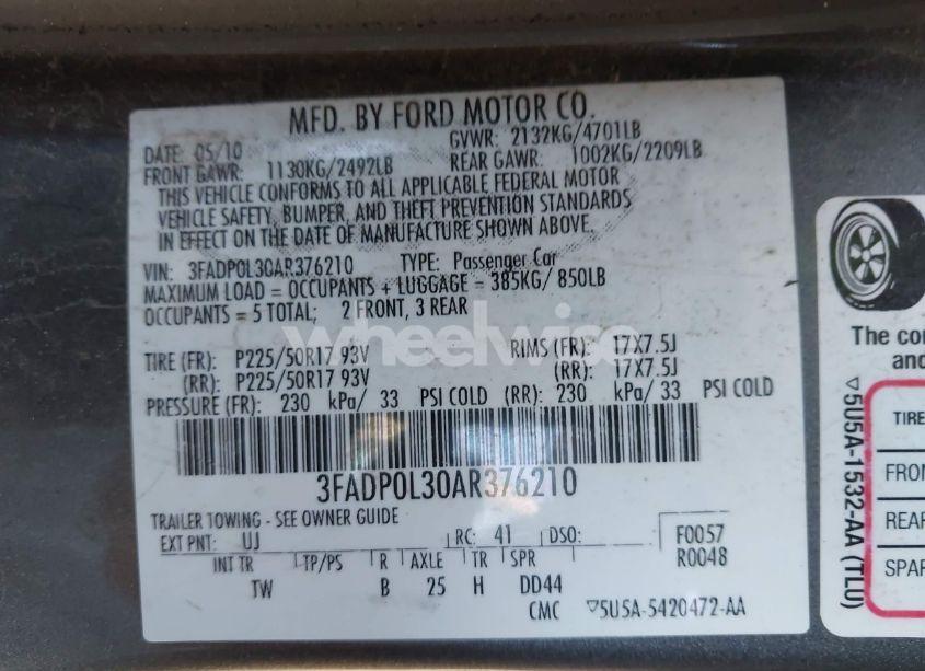 Photo 9 of 2010 Ford Fusion HYBRID (VIN 3FADP0L30AR376210)