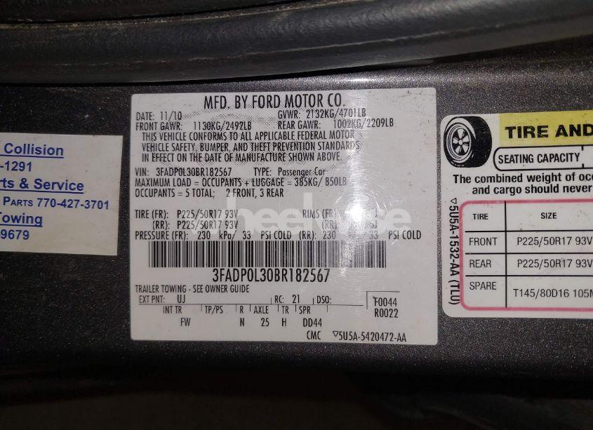 Photo 9 of 2011 Ford Fusion HYBRID (VIN 3FADP0L30BR182567)