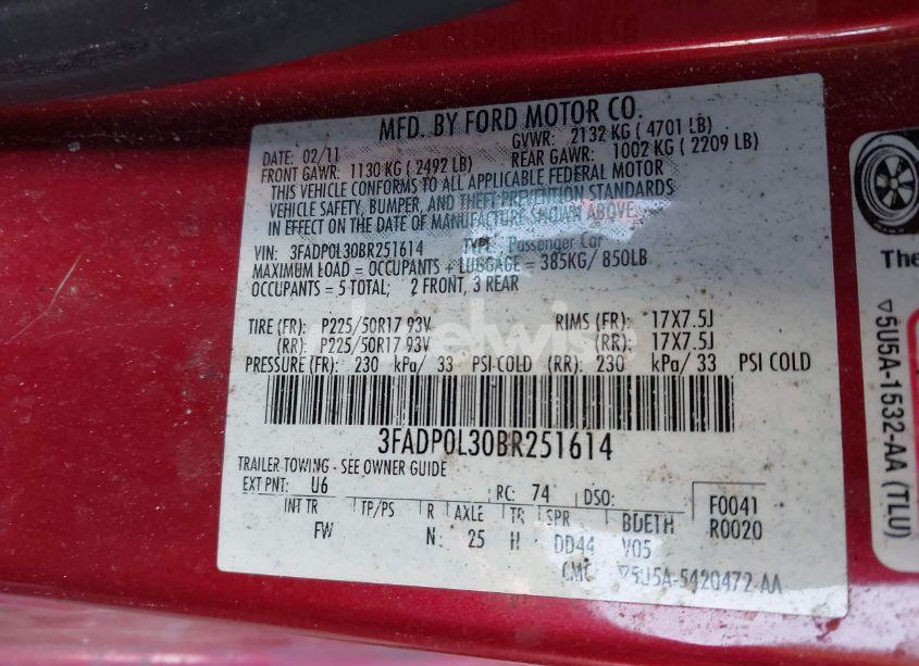 Photo 9 of 2011 Ford Fusion HYBRID (VIN 3FADP0L30BR251614)