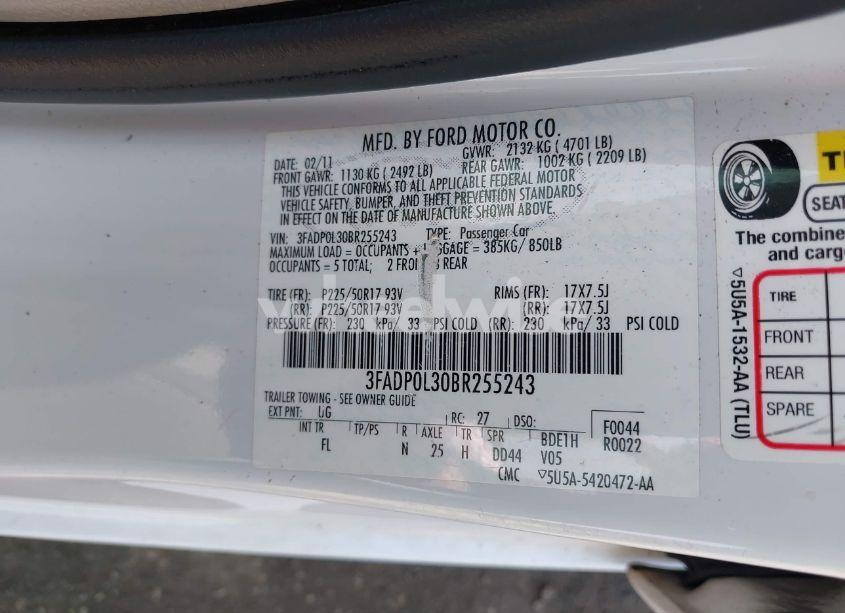 Photo 9 of 2011 Ford Fusion HYBRID (VIN 3FADP0L30BR255243)