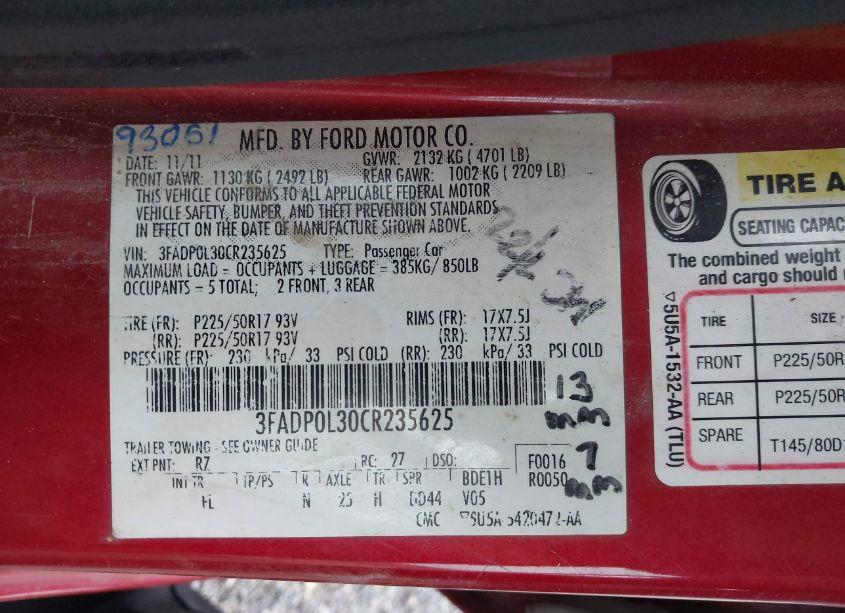 Photo 9 of 2012 Ford Fusion HYBRID (VIN 3FADP0L30CR235625)