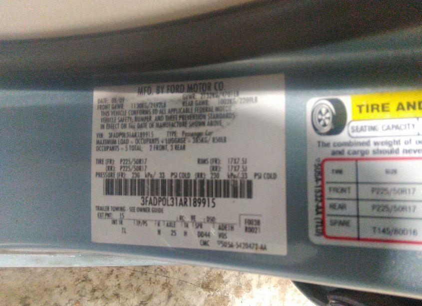 Photo 9 of 2010 Ford Fusion HYBRID (VIN 3FADP0L31AR189915)