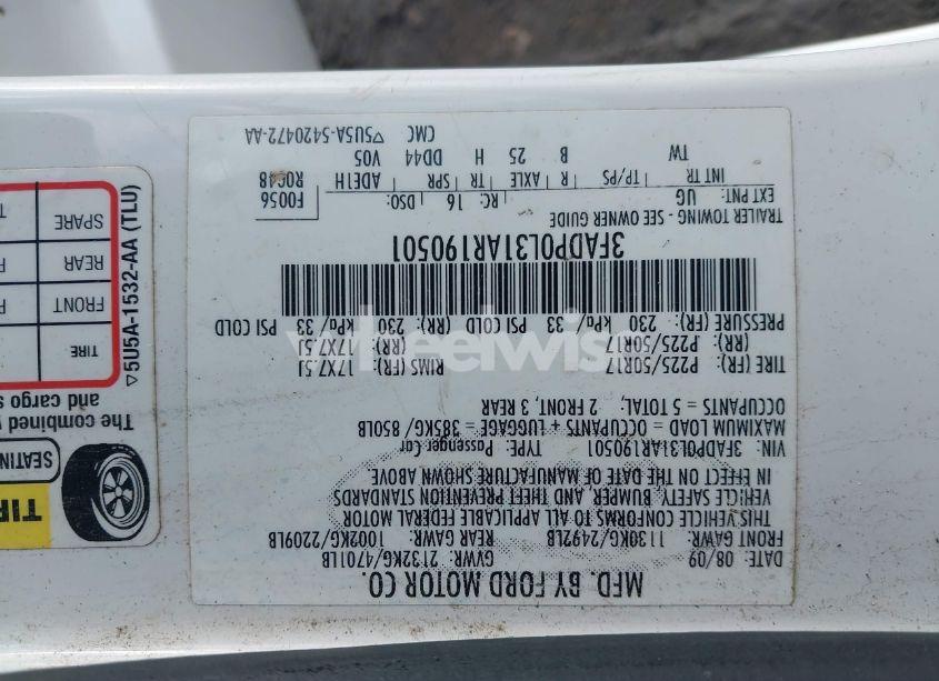 Photo 9 of 2010 Ford Fusion HYBRID (VIN 3FADP0L31AR190501)